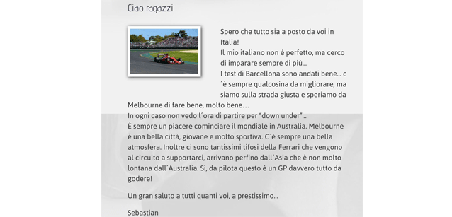 Anteprima GP Australia<br />La lettera di Vettel ai tifosi